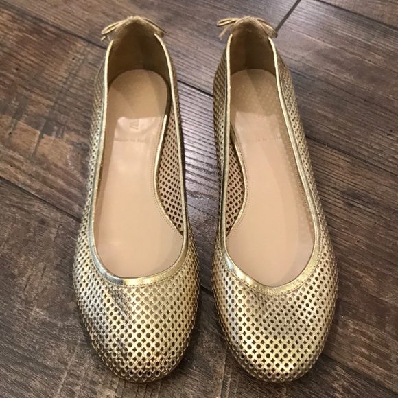 J. Crew Shoes - J.Crew Gold Laser Cut Flats